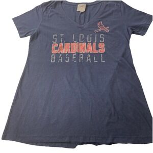 MLB Genuine Merchandise Womens Size XL St. Louis Cardinals V-Neck T-Shirt   Blue